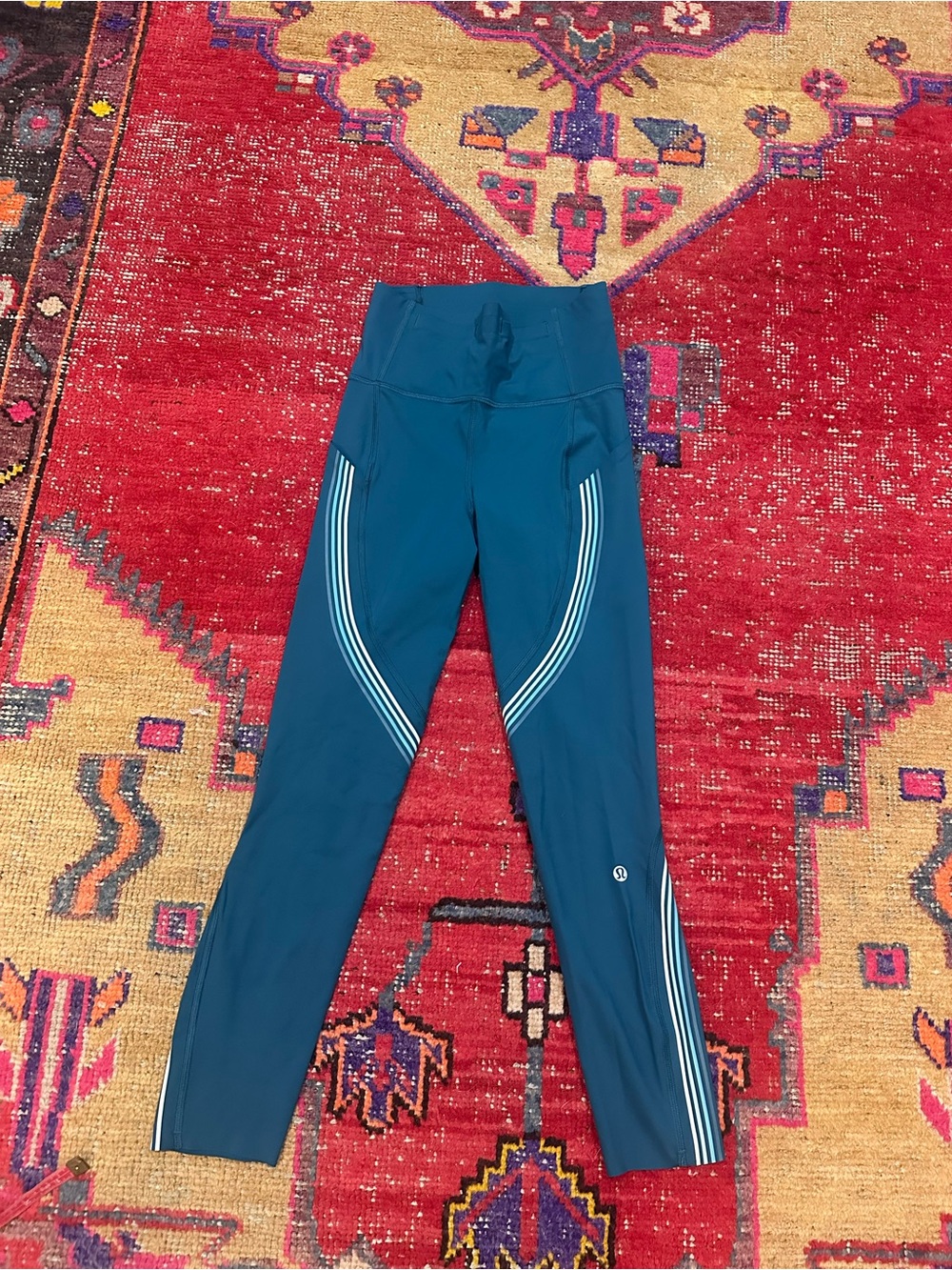 LULULEMON leggings teal with rainbow sz 2 - worn once - Picture 4 of 11